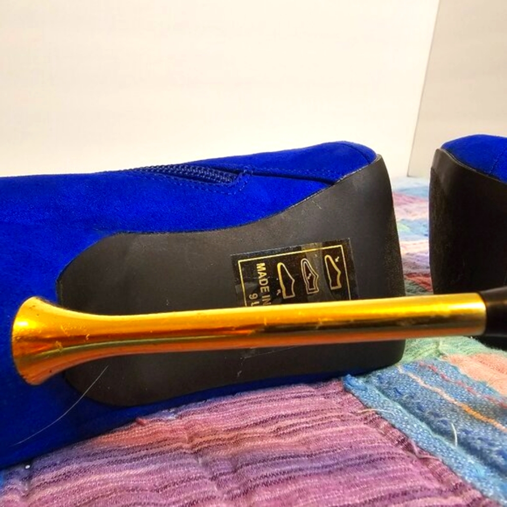 Shoedazzle Blue Suede Stiletto Ankle Boot, Size 9 - Picture 4 of 8